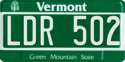 VT license plate LDR502