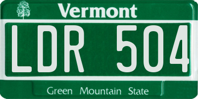 VT license plate LDR504
