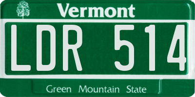 VT license plate LDR514
