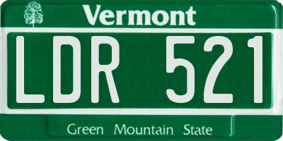 VT license plate LDR521