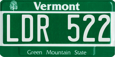 VT license plate LDR522