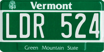 VT license plate LDR524