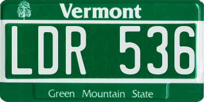 VT license plate LDR536