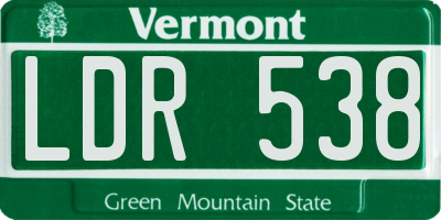 VT license plate LDR538