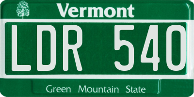 VT license plate LDR540