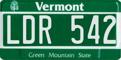 VT license plate LDR542
