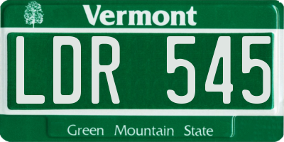 VT license plate LDR545