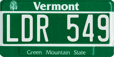 VT license plate LDR549