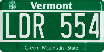 VT license plate LDR554