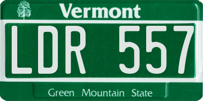 VT license plate LDR557