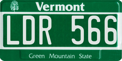 VT license plate LDR566