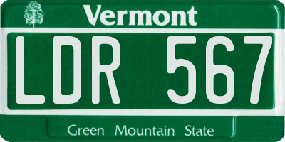 VT license plate LDR567