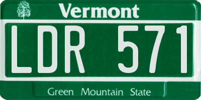VT license plate LDR571