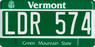 VT license plate LDR574