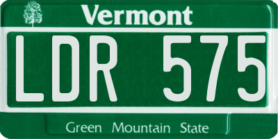 VT license plate LDR575