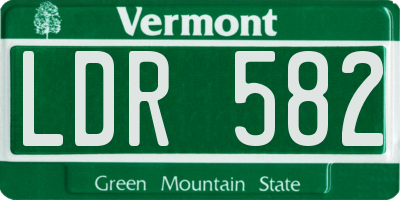 VT license plate LDR582