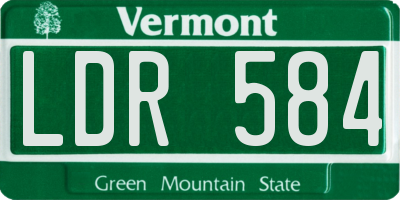 VT license plate LDR584