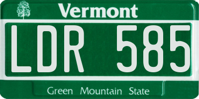 VT license plate LDR585