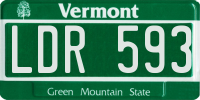 VT license plate LDR593