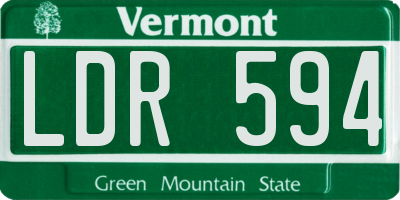 VT license plate LDR594
