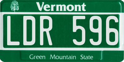 VT license plate LDR596