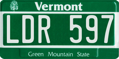 VT license plate LDR597