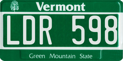 VT license plate LDR598