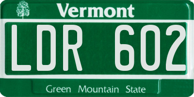 VT license plate LDR602