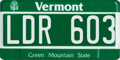 VT license plate LDR603