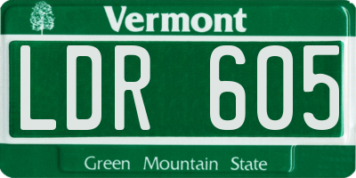VT license plate LDR605