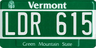 VT license plate LDR615