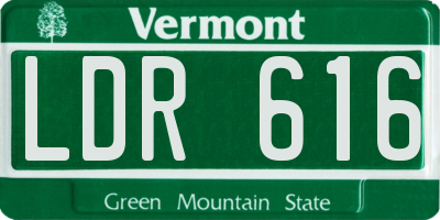 VT license plate LDR616