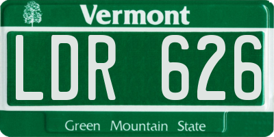 VT license plate LDR626