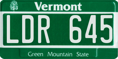 VT license plate LDR645