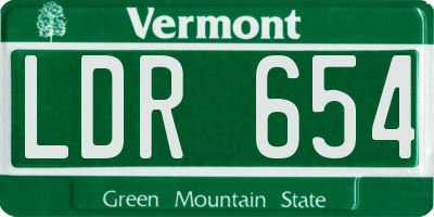 VT license plate LDR654