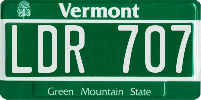 VT license plate LDR707