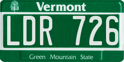 VT license plate LDR726