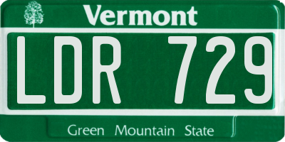 VT license plate LDR729