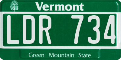 VT license plate LDR734