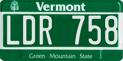 VT license plate LDR758