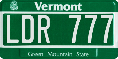 VT license plate LDR777