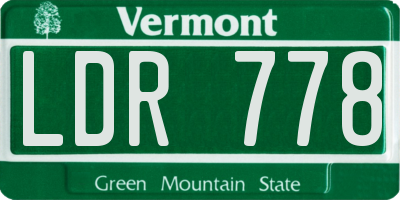VT license plate LDR778
