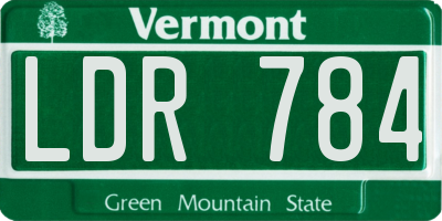 VT license plate LDR784