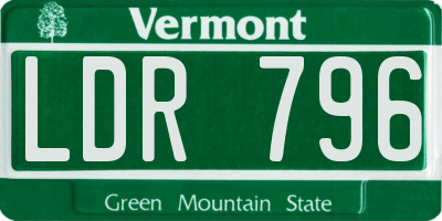 VT license plate LDR796