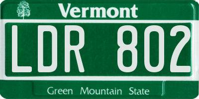 VT license plate LDR802