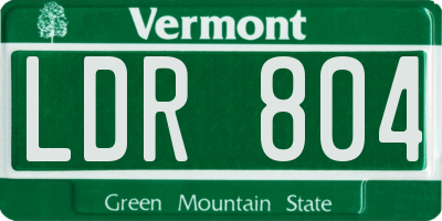 VT license plate LDR804