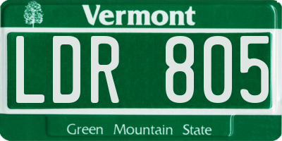 VT license plate LDR805