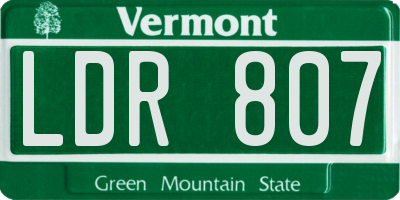 VT license plate LDR807