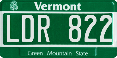VT license plate LDR822