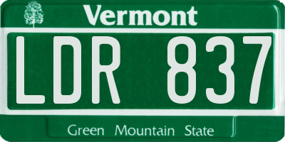 VT license plate LDR837